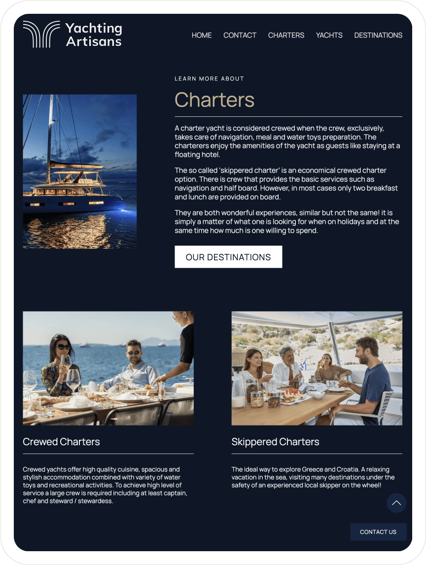 website for yachting agency