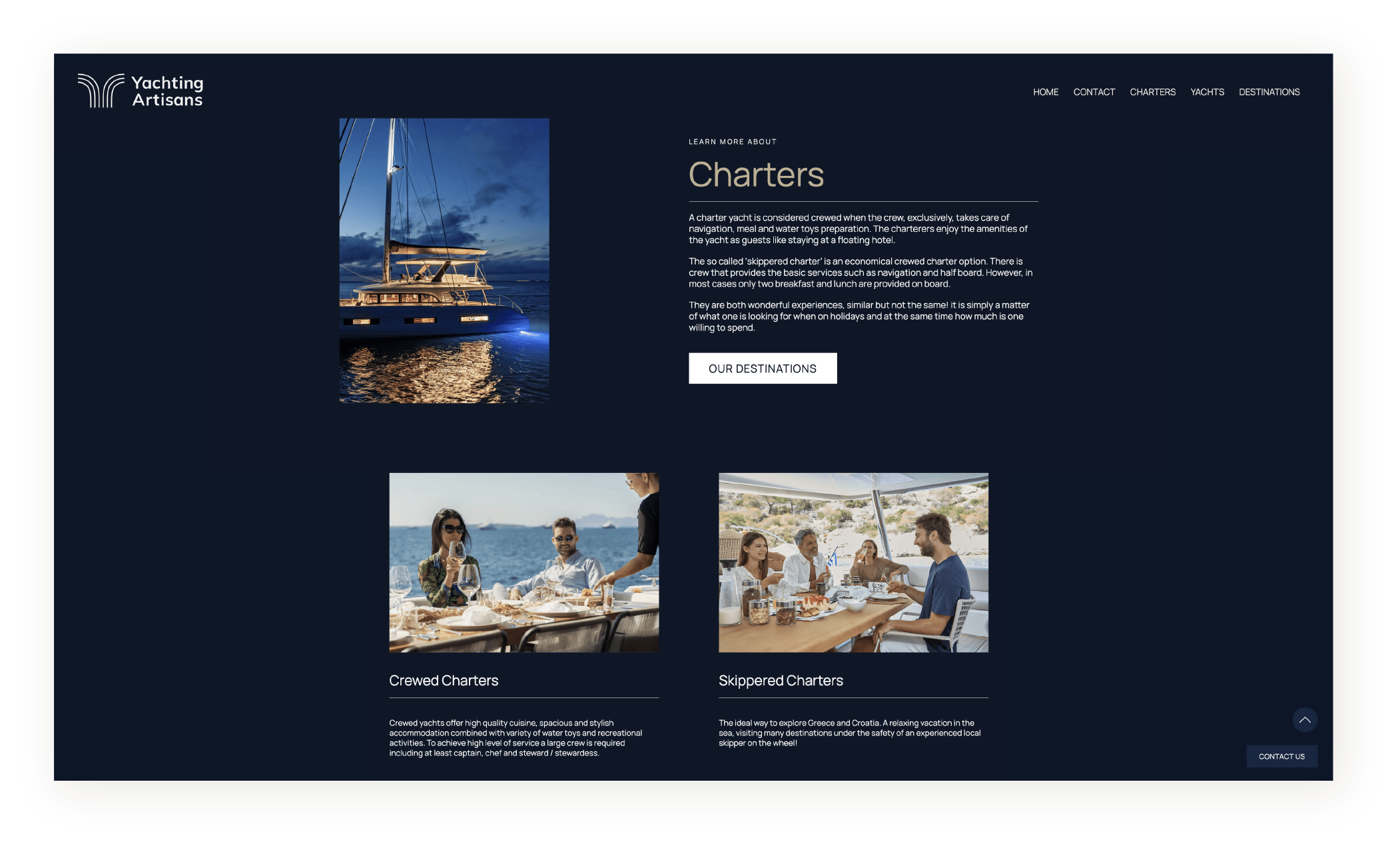 web design for yachting agency