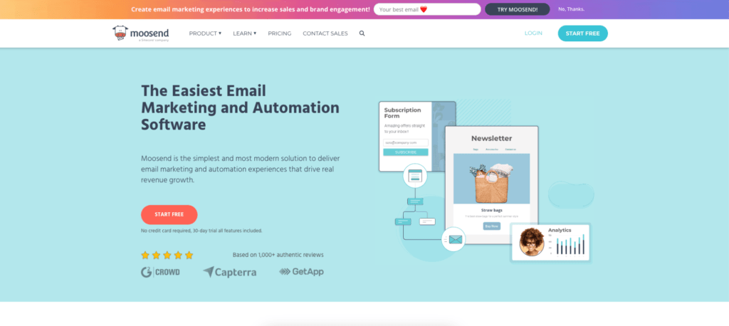 λευκός χώρος σε site - Moosend